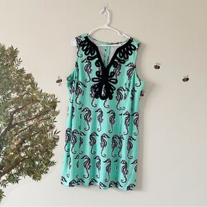 Crown & Ivy seahorse blue teal dress size 2X spring summer Great